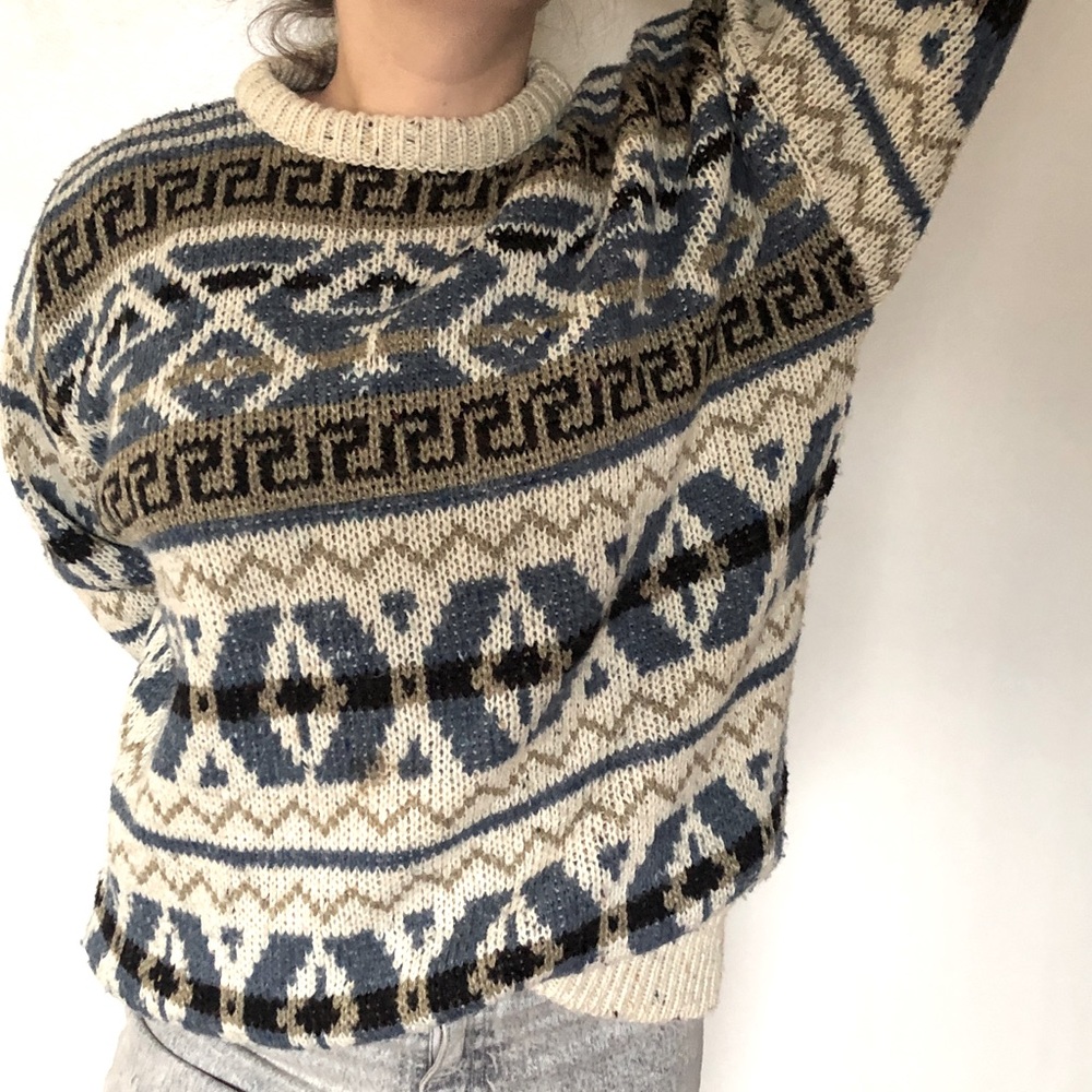 VINTAGE Liz Claiborne Grandpa Sweater, Oversized and Warm, Size Medium